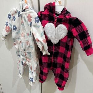 Carter's Pink and Black Checkered Footie with Heart